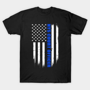 NYS Court Officer Thin Blue Line Flag T-Shirt